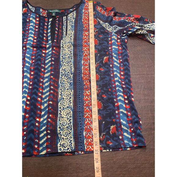 Lauren Ralph Lauren 3X Boho Print Peasant Tunic Popover Top 100% Cotton - Picture 6 of 7